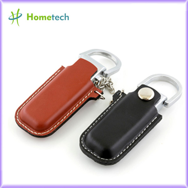 Brown Leather USB Flash Disk 4GB / 8GB with Key Ring