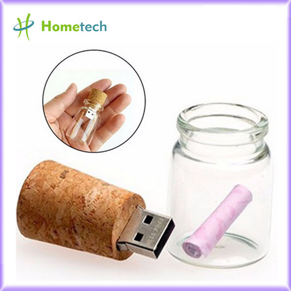 4GB, 8GB transparent wood glass bottle usb flash drive
