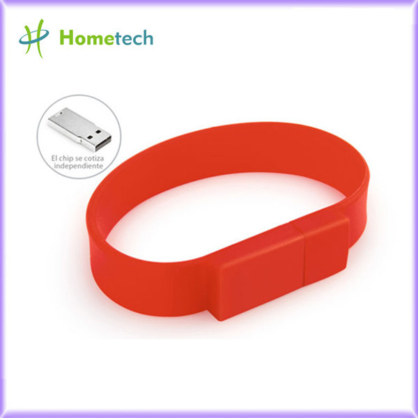 Custom Silicone red color Bracelet Usb Flash Drive 4GB