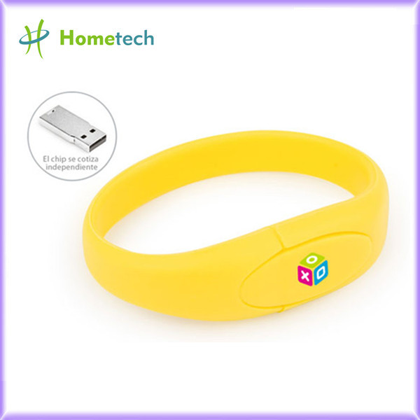 Yellow Wristband Pvc Usb Flash Drive 2-64G Usb 2.0 Stick