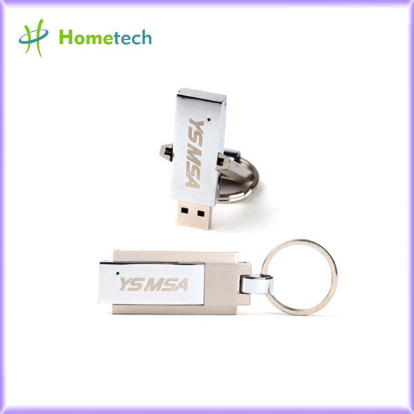 Silver U Disk pen drive Metal USB Flash 2.0 with keychain